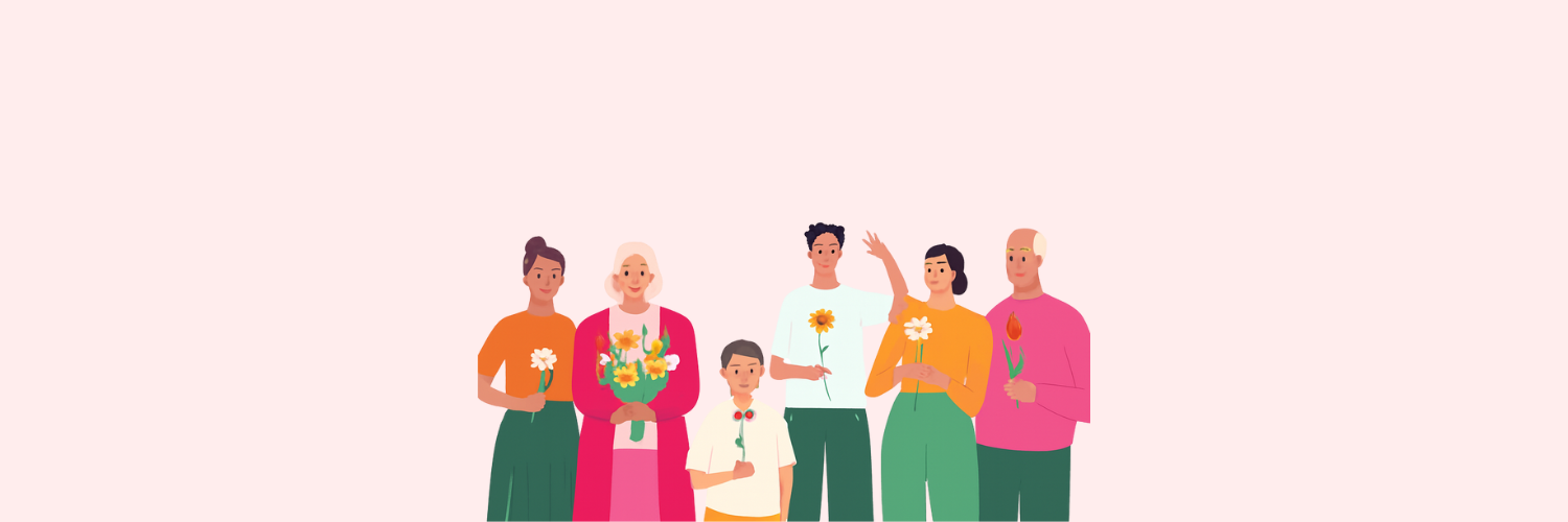 illustratie vrijwilligers met bloem